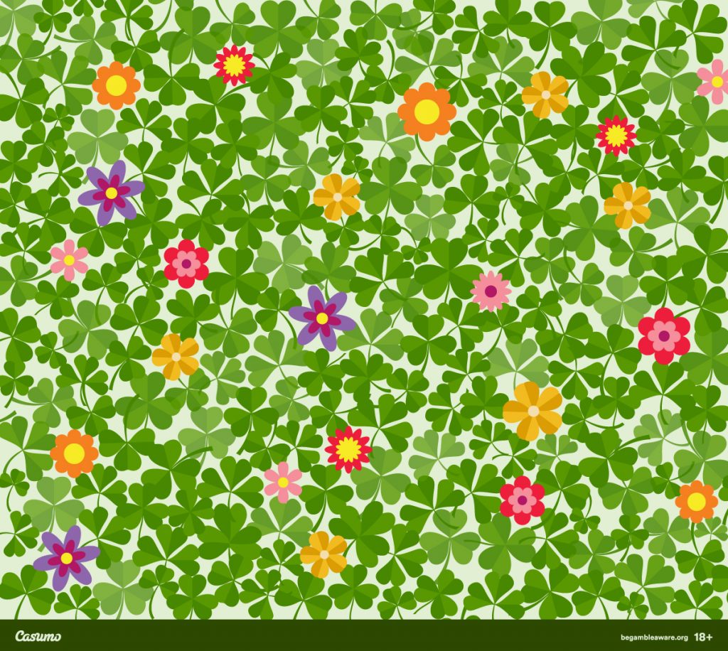 Can you spot the four leaf clover in this bustling green field?