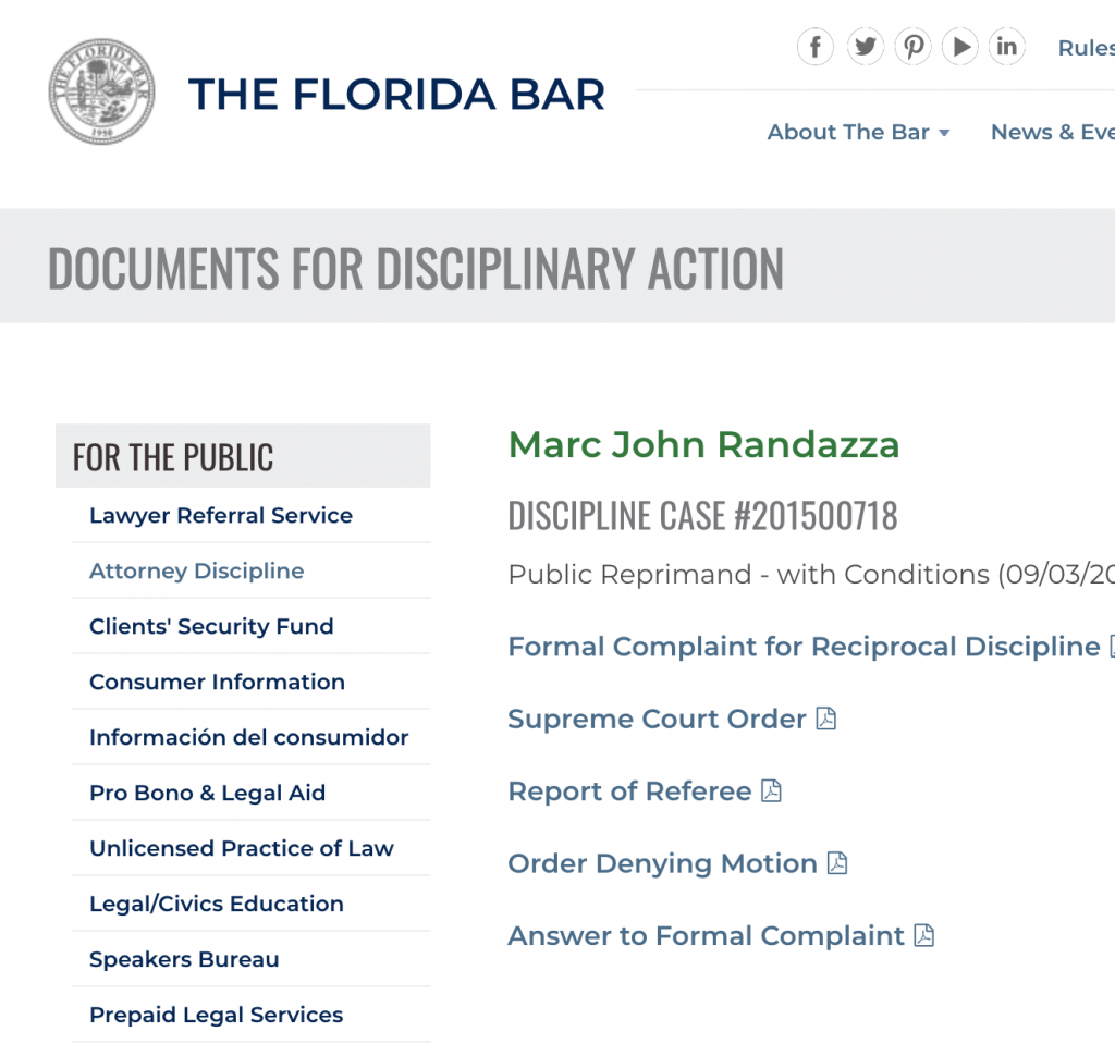 Marc John Randazza DISCIPLINE CASE #201500718