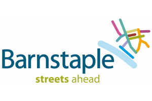 Words 'Barnstaple streets ahead' alongside a logo which shows a network of Barnstaple streets in different colours
