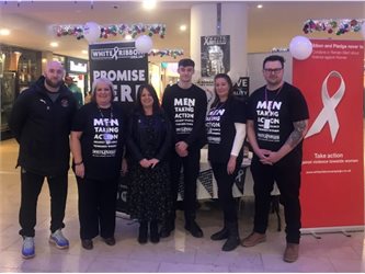 Six people promoting White Ribbon in Houndshill White Ribbon