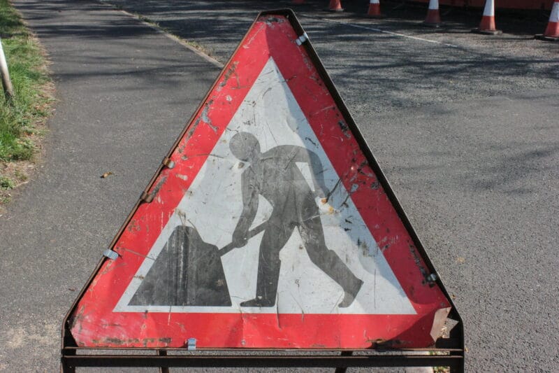 Photo of a roadworks sign