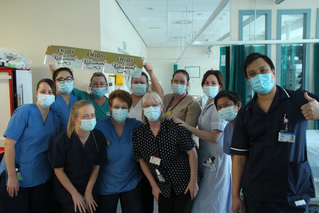 Ann Burton (centre) with some of her critical care colleagues