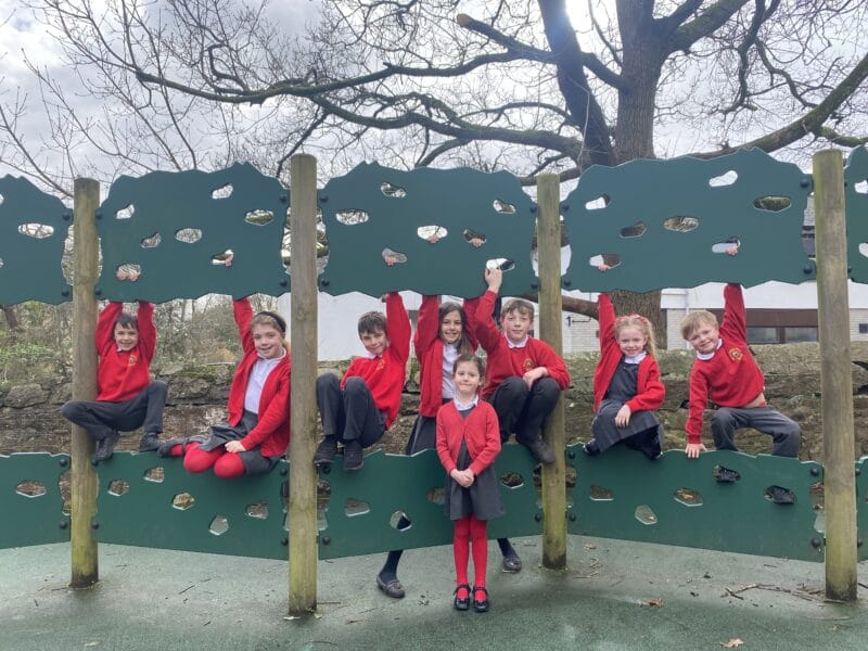 Children in the playground at Erme Primary School