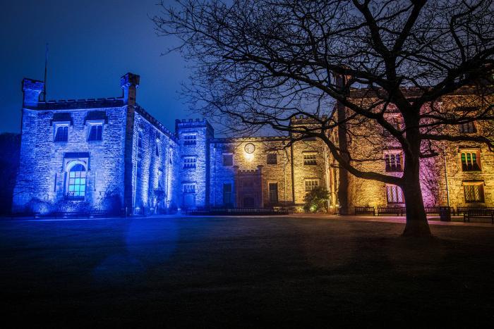 Towneley Hall lit in Ukraine colours