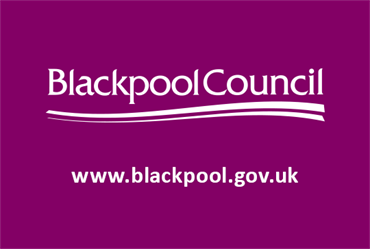 Blackpool Council logo on a purple background