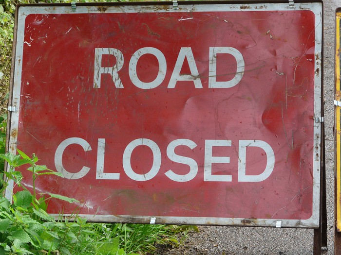 Road closed sign