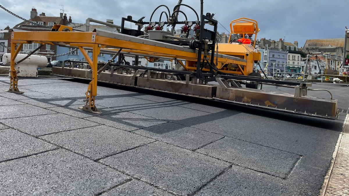 StreetPrint machine used to imprint footway on Custom House Quay