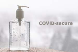 hand sanitiser graphic with text saying covid-secure