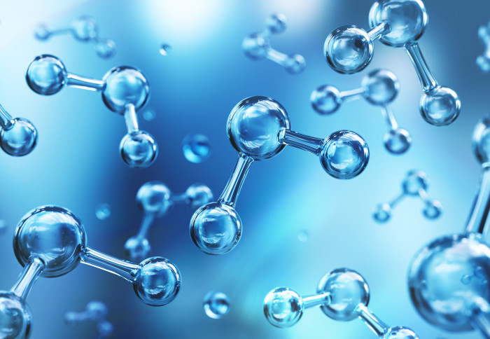 A CGI illustration of water molecules
