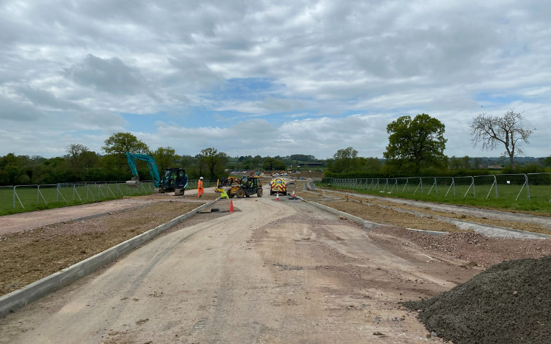 looking along new road which is partially built