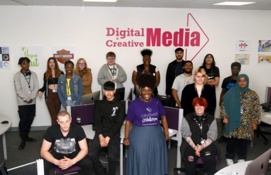 Digital Media students with Charlene from Caudwell Children