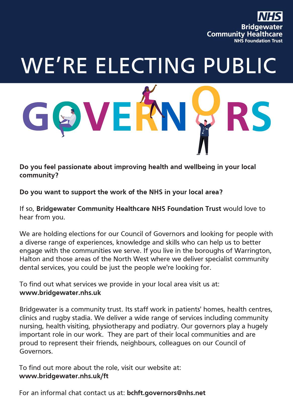 Bridgewater Community Healthcare NHS Foundation Trust are electing Governers
