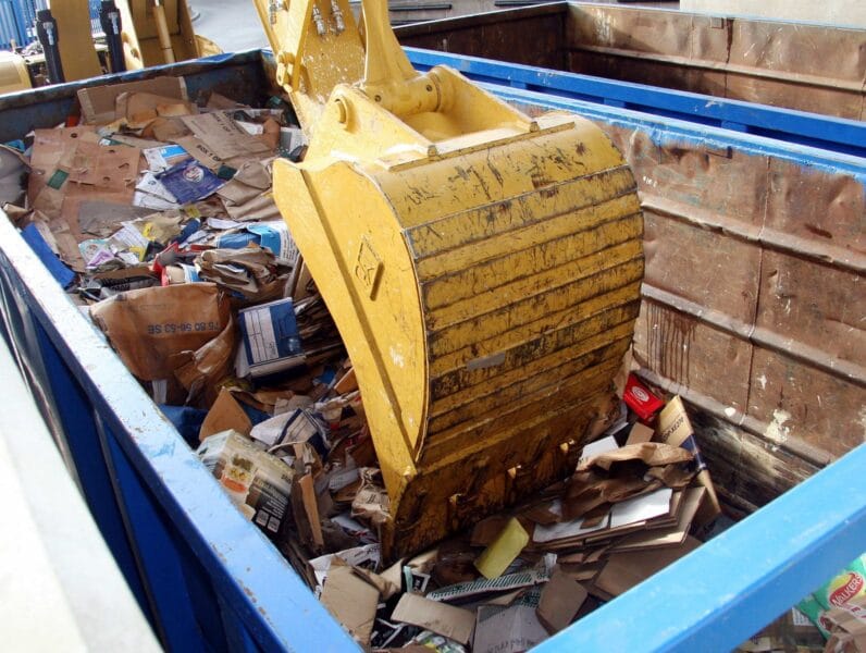A digger at a recycling centre