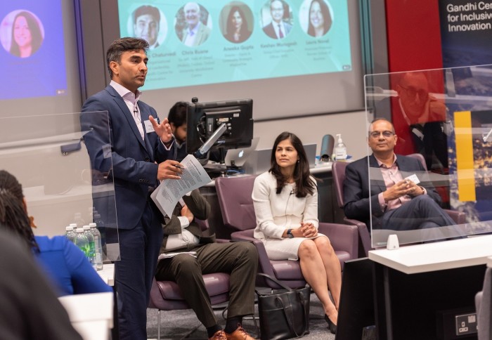 Professor Sankalp Chaturvedi speaking at a Social Impact Day event