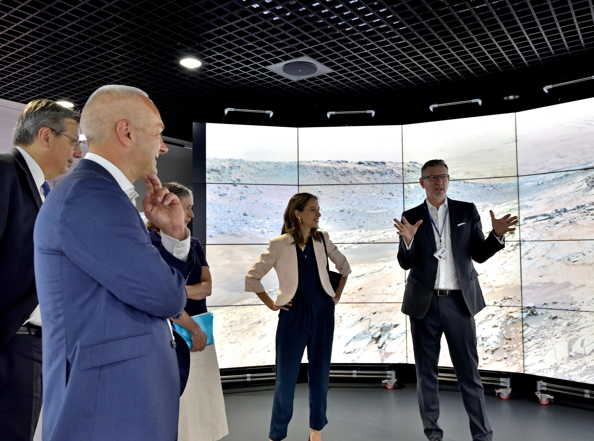 Professor Mark Kennedy showing the Minister around the Data Science Institute
