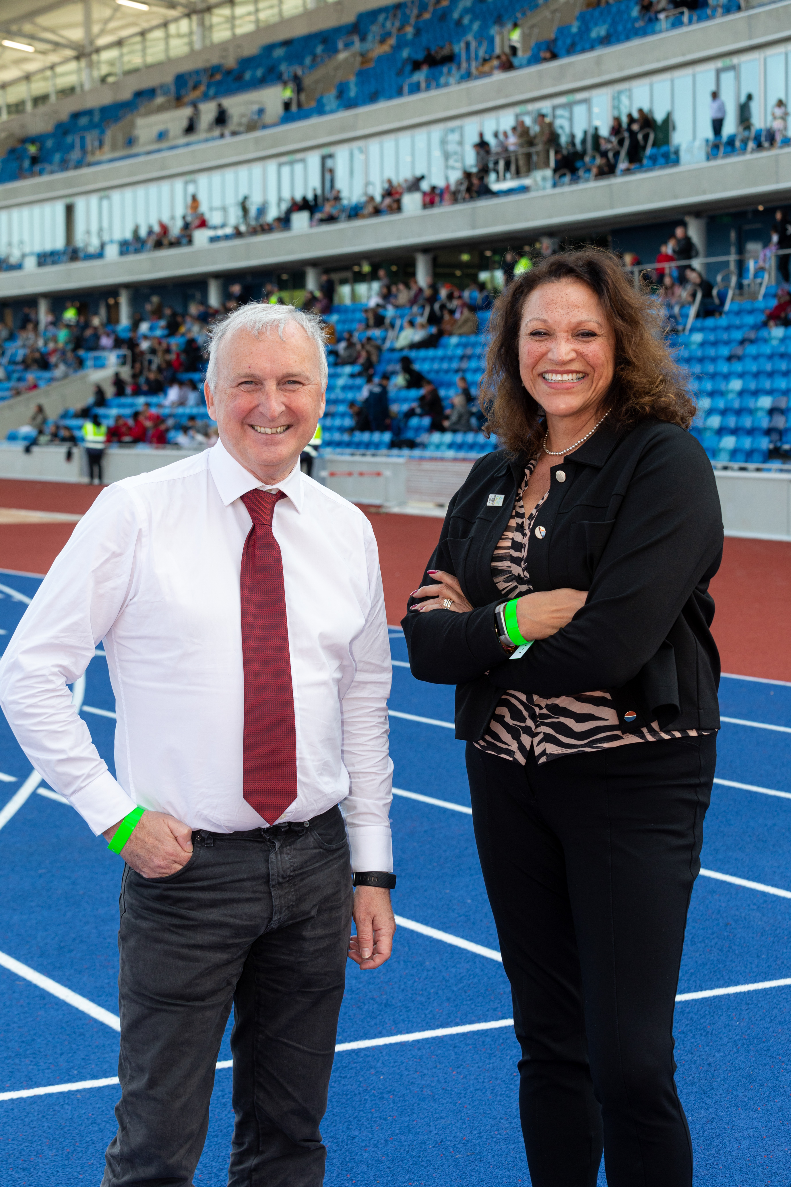 Cllr Ian Ward with chief executive Deborah Cadman at Alexander stadium