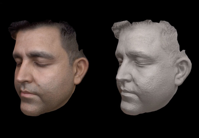A face next to a 3D rendered face