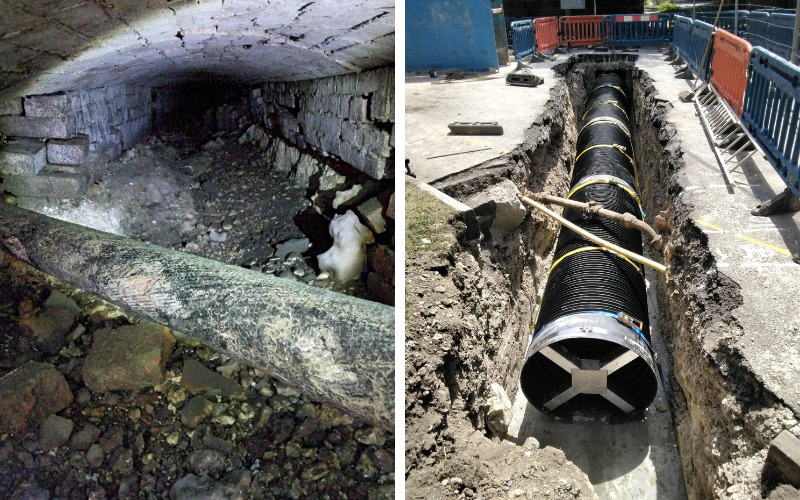old culvert and new pipe