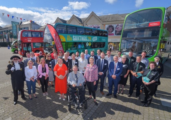Transport Minister Baroness Vere visits Truro to see the bus fares pilot