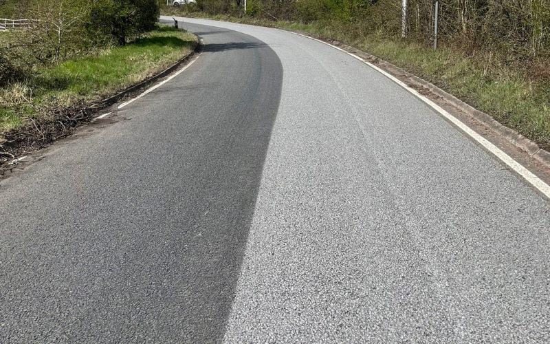 road surface before and after treatment