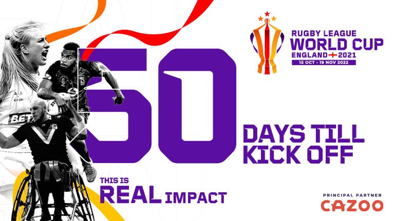 Rugby players celebrating 50 days to go until tournament start