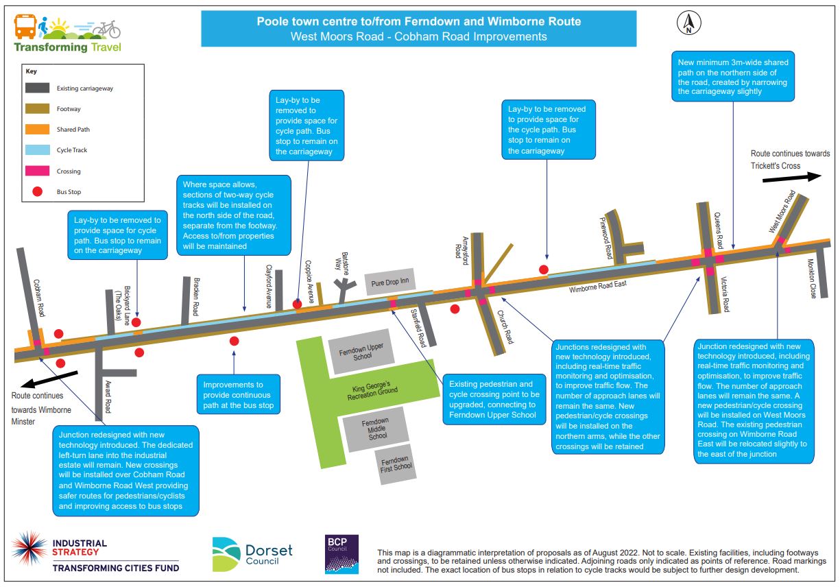 Design plan for West Moors Road to Cobham Road improvements