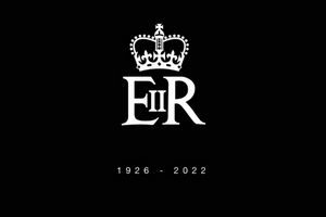 HM Queen Elizabeth II crest with years of birth and death