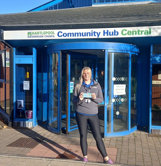Paula Carroll outside Community Hub Central, one of the trail venues
