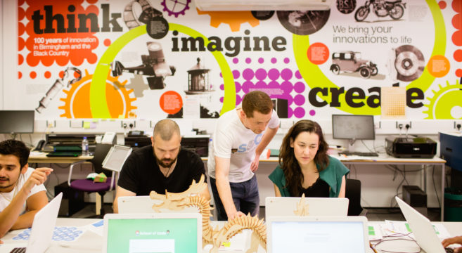 Fablab room with students
