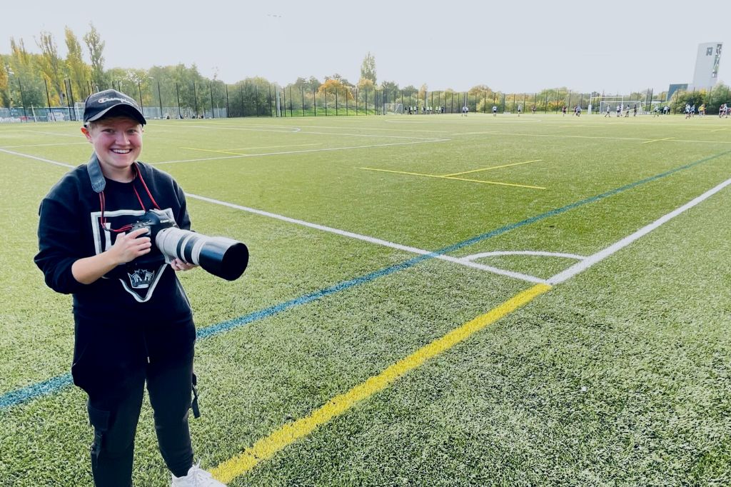 Izzy Poles media student at Waterside taking sports photos