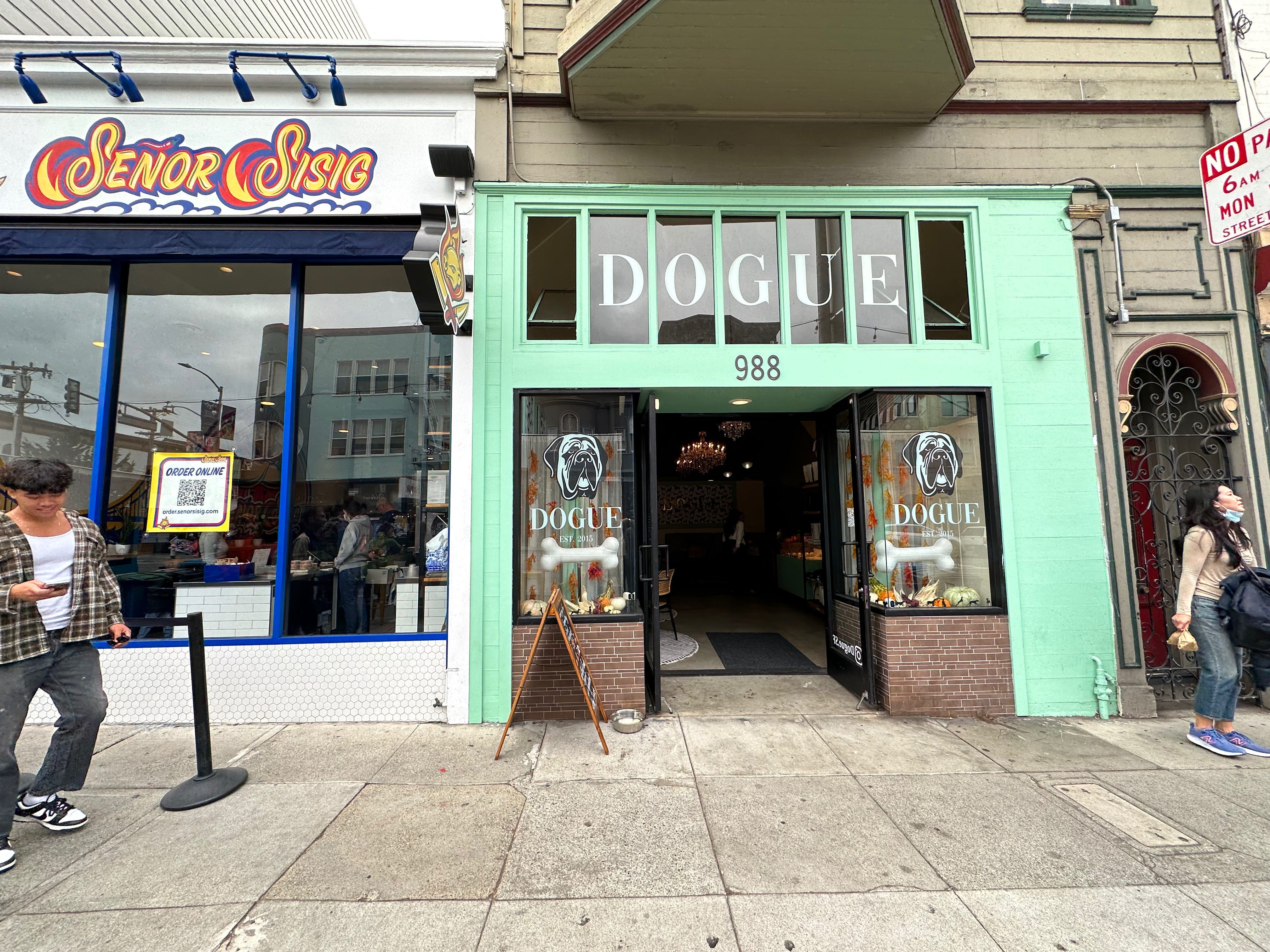 Dogue’s Valencia Street storefront on a foggy San Francisco Sunday afternoon.