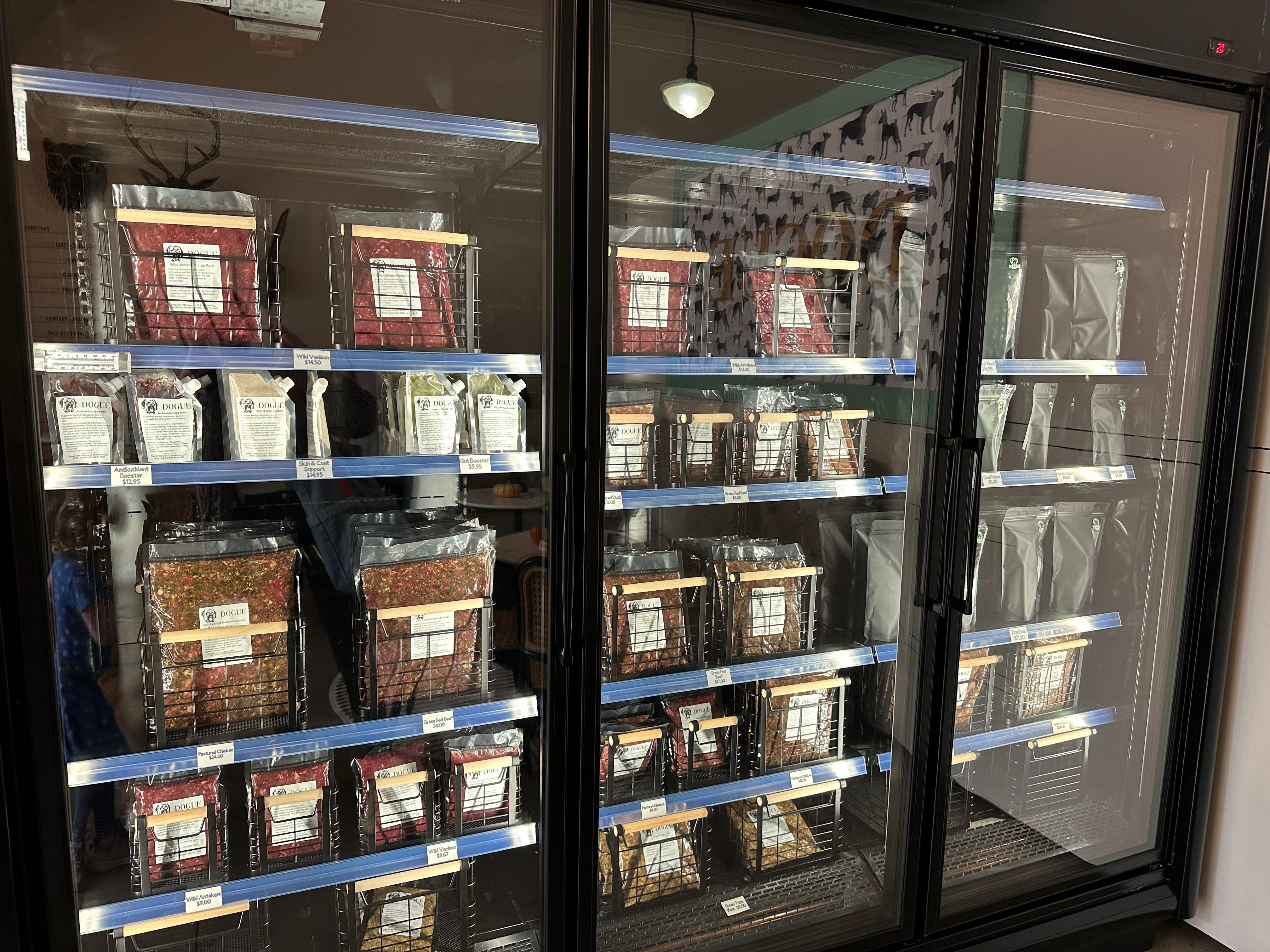 The refrigerator display at Dogue.