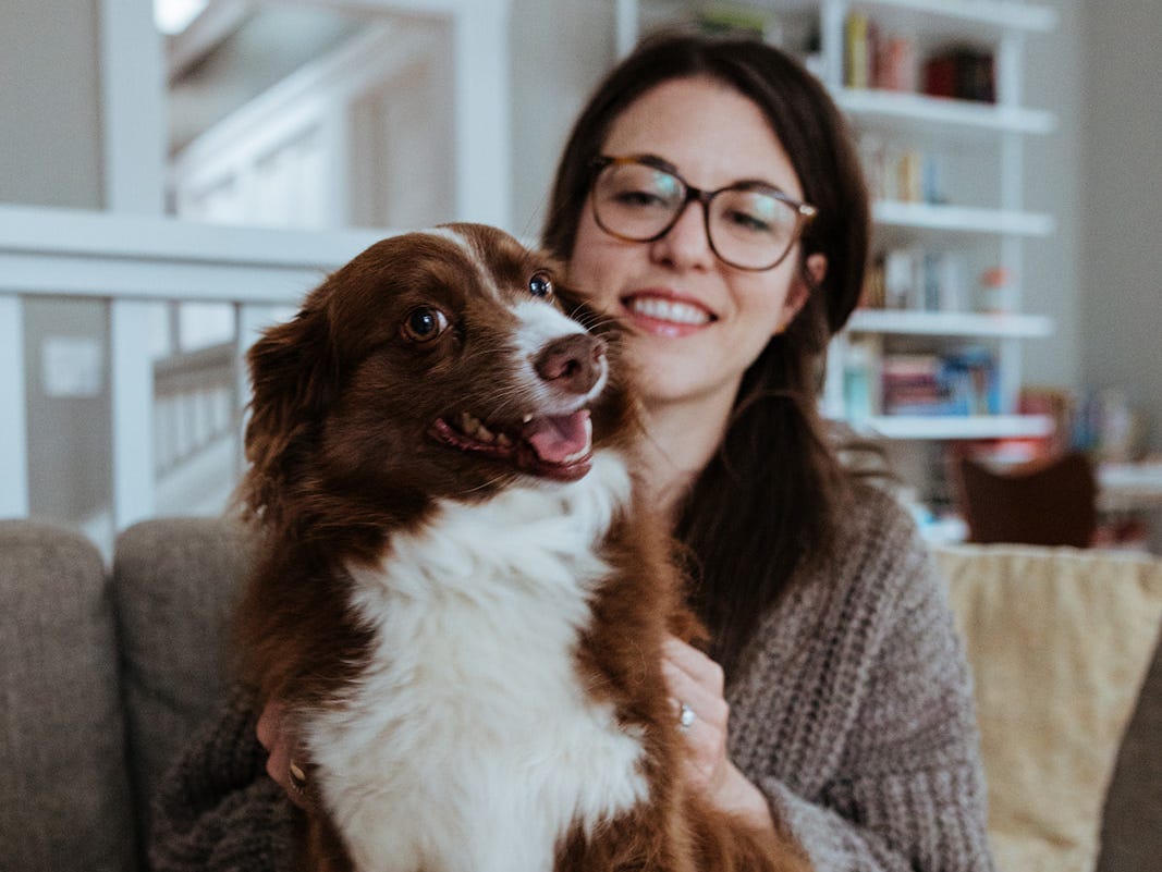 A portrait of Kristen Hawley and her dog Heidi.
