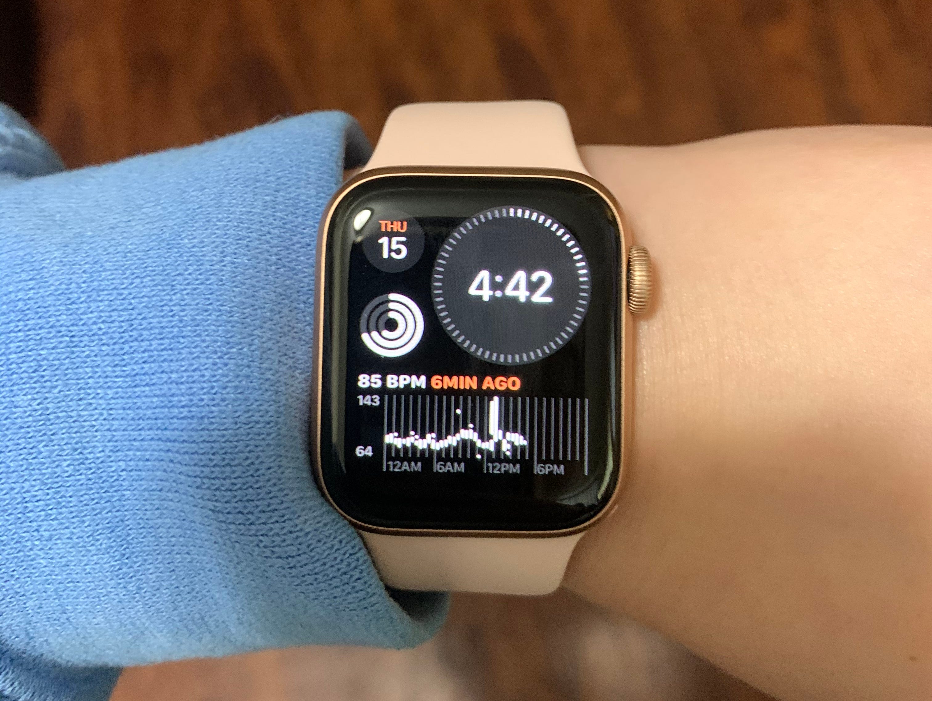 Person's wrist wearing an Apple Watch SE
