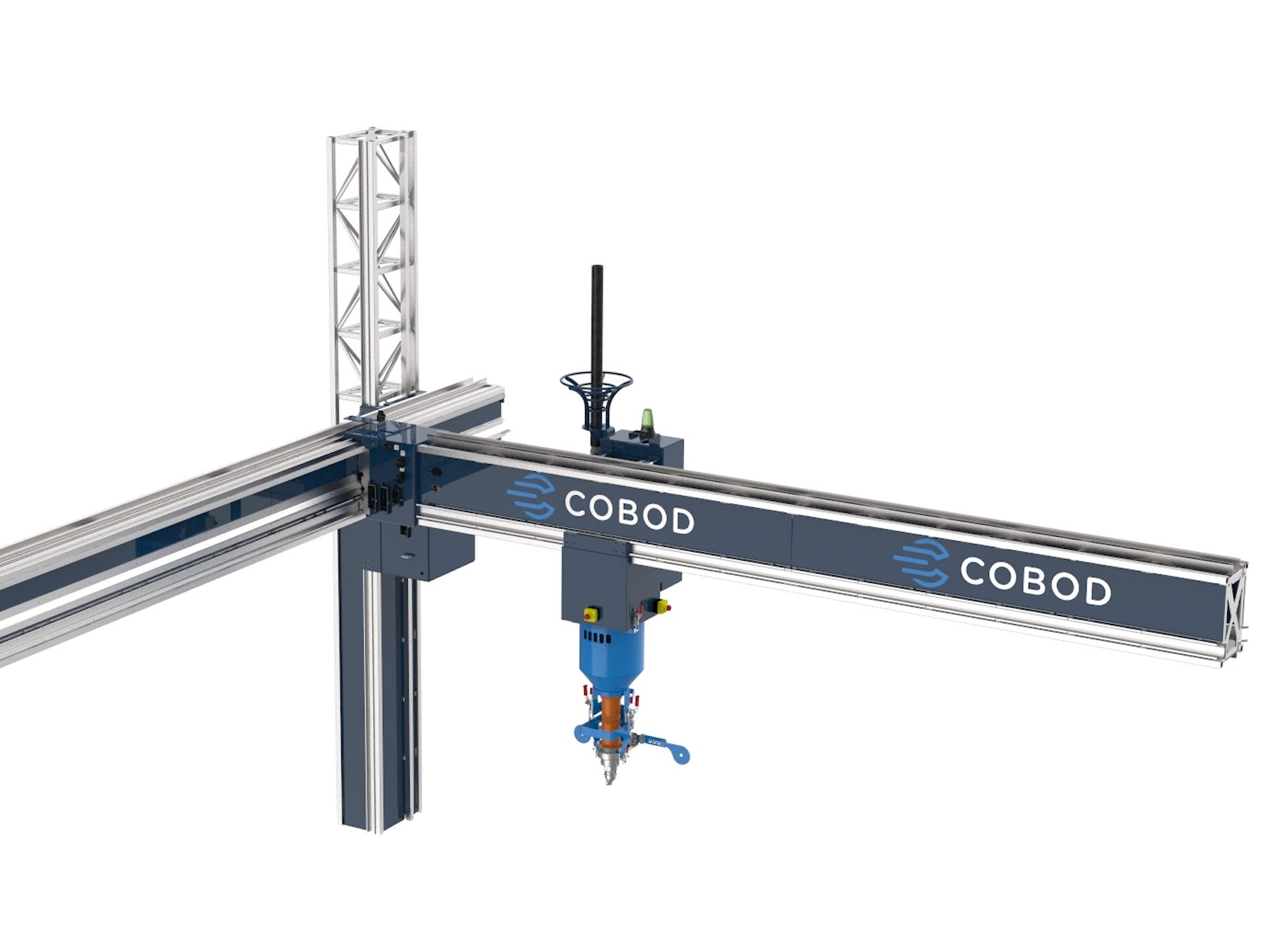 a rendering of the COBOD 3D printer