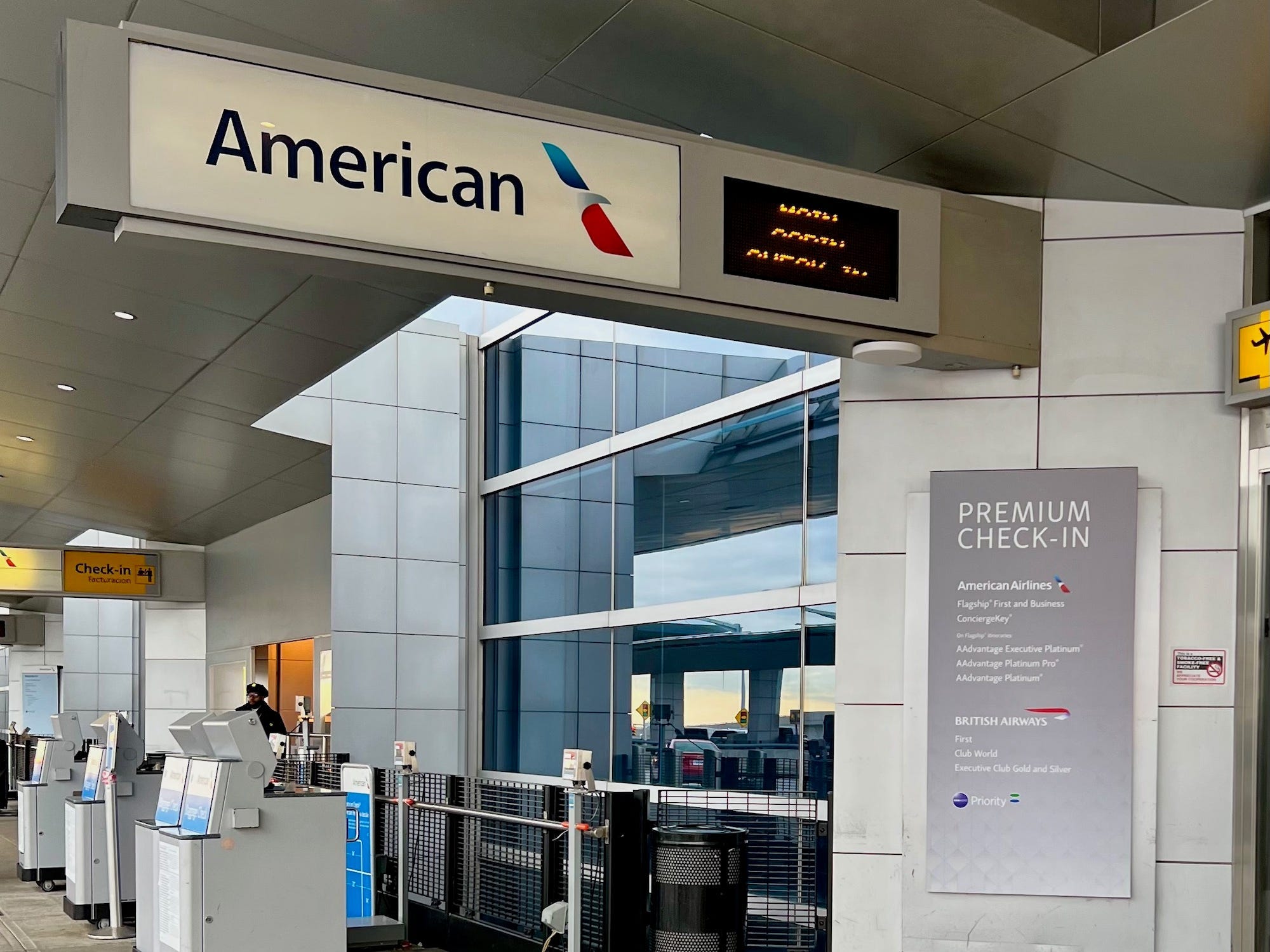 Departures curb for American and British Airways at JFK Terminal 8.