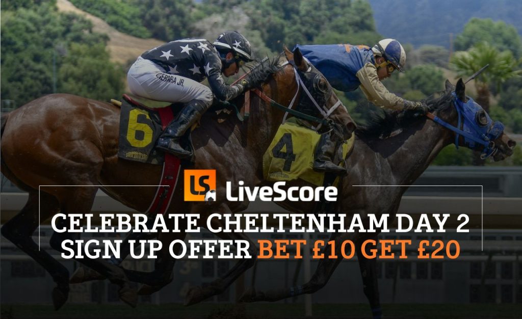 Celebrate cheltenham day 2 sign up offer bet 10 get 20