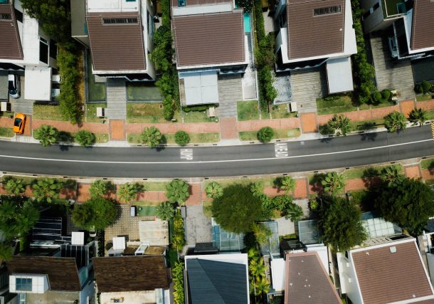 aerial photo of brown roof houses
