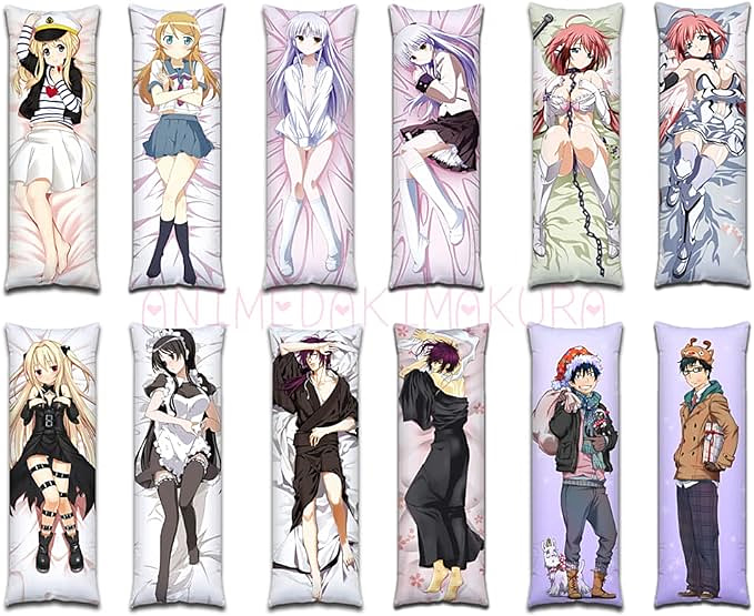 Various anime characters as body pillows
