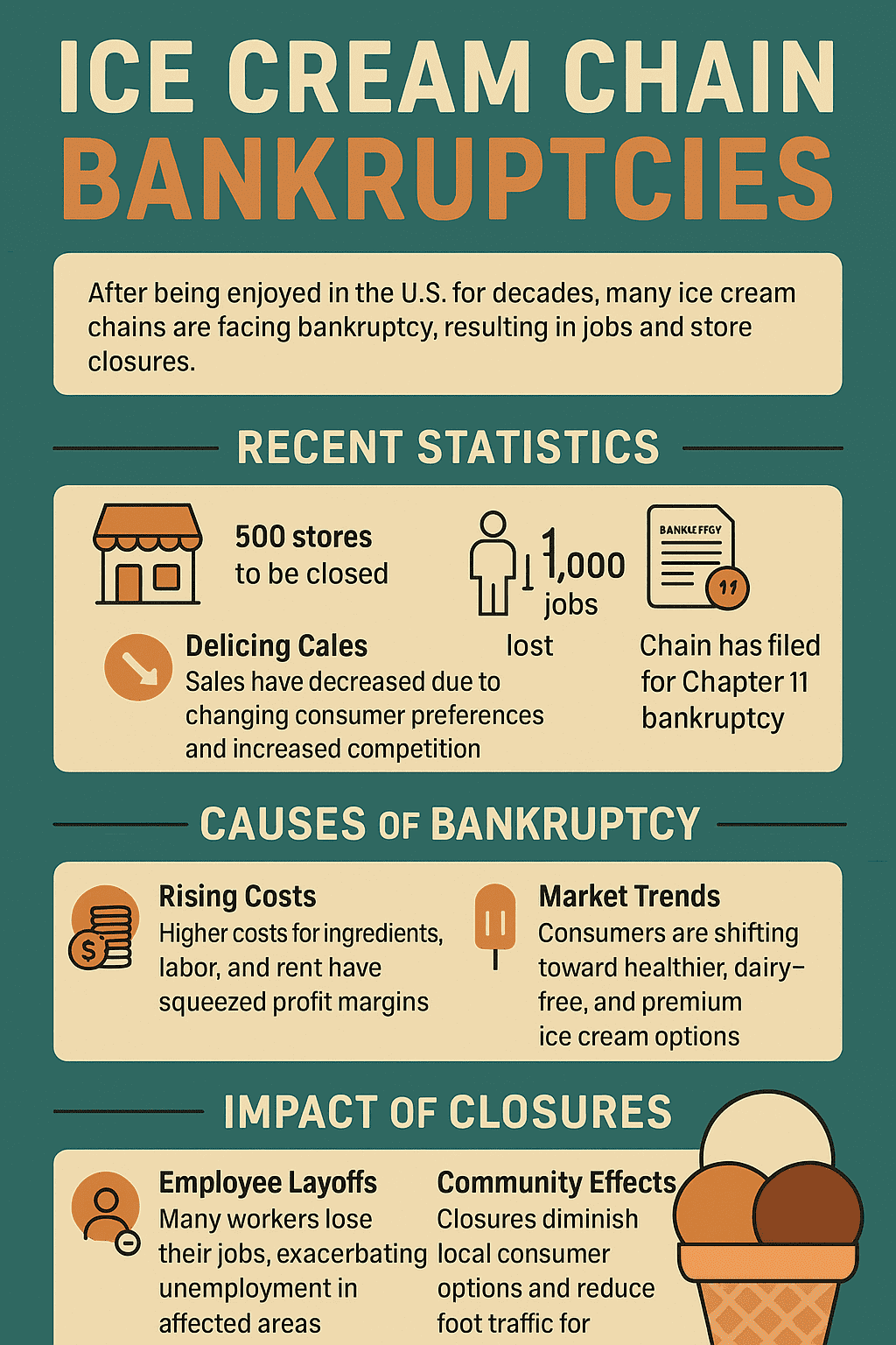 Ice Cream Chain Bankruptcy 500 stores to close