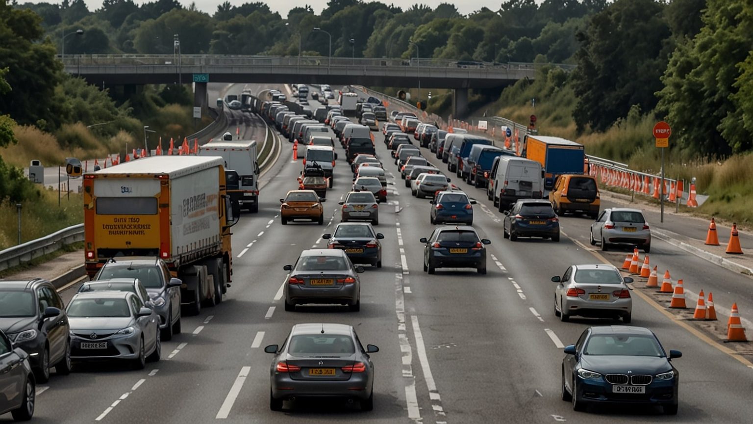 Traffic disruption at M25 Junction 10 Wisley Interchange during overnight closures in August 2025