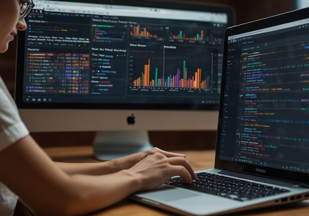 A researcher at a desk uses the Web of Knowledge database on a laptop to search for scholarly articles in 2025.