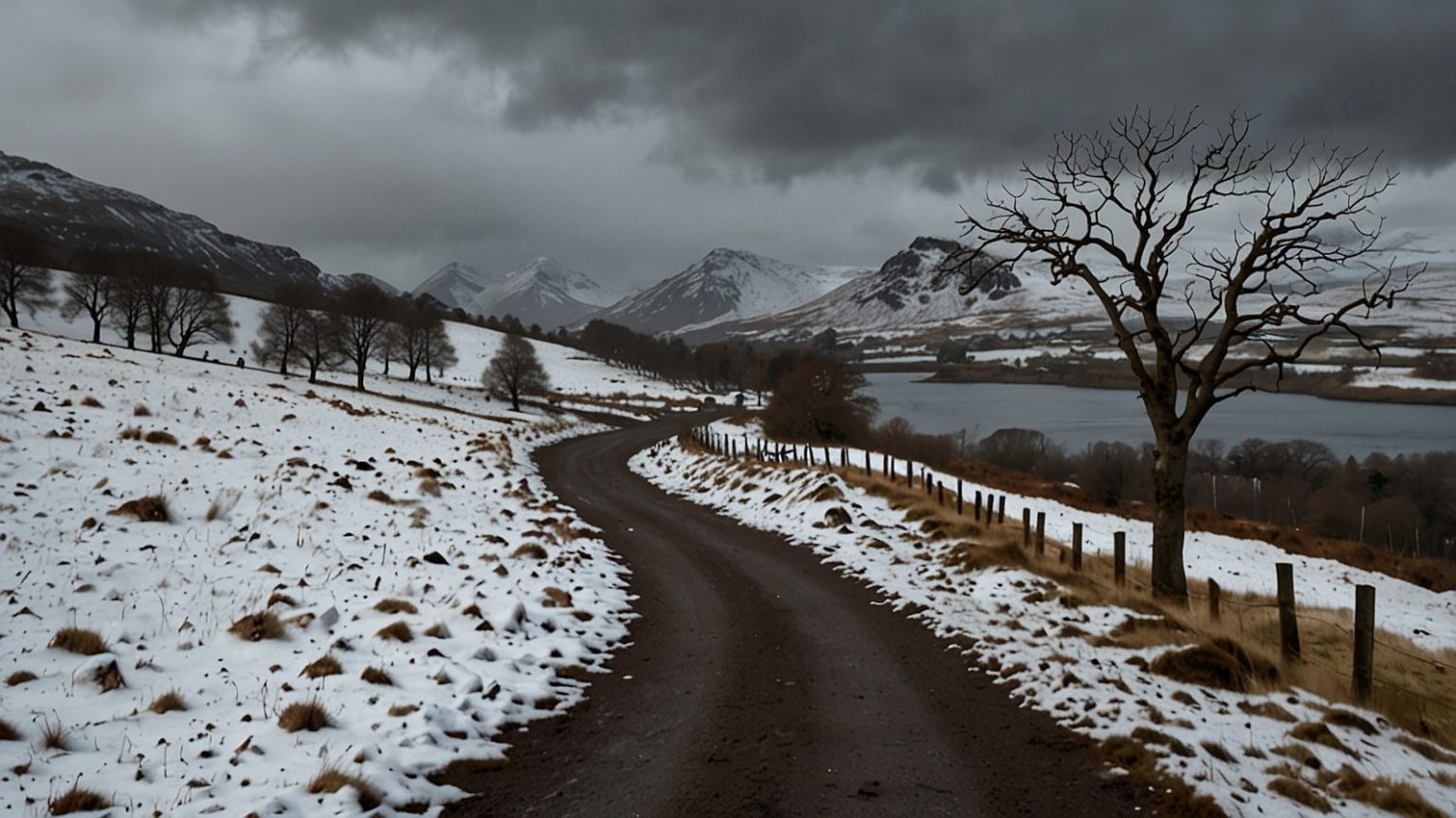 A snowy Highland landscape in Scotland under a cloudy sky, reflecting Met Office’s November 2025 snow forecast.