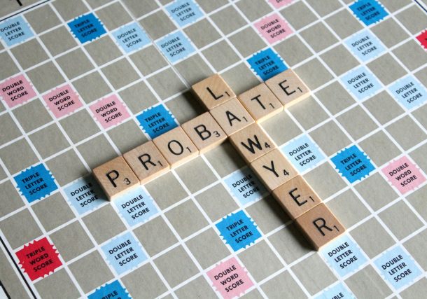 Scrabble game with lawyer and probate word