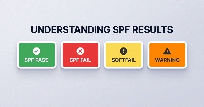 Understanding SPF results: pass, fail, softfail and warning