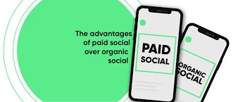 Two phones labelled paid social and organic social