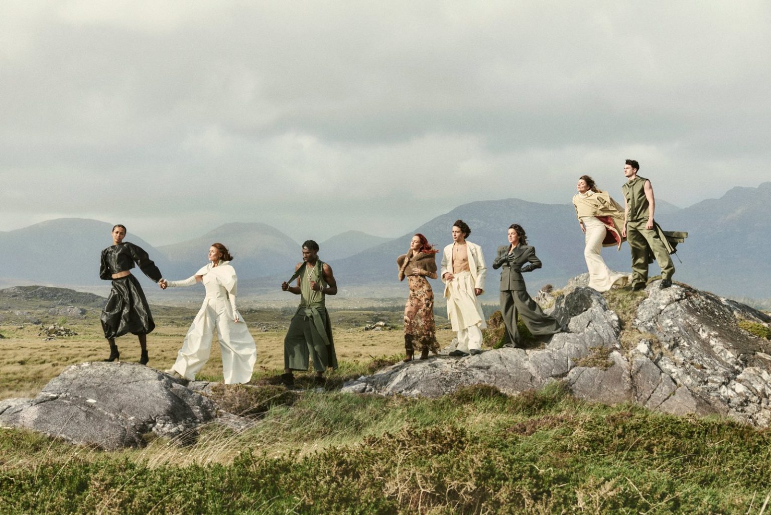 Eight Irish Stars Lead Ireland Fashion Week 2026 Campaign Shot In Connemara: the Ireland Fashion Week 2026 Coming Home campaign cast on the rocks at Roundstone, Connemara, photographed by Damian Foxe