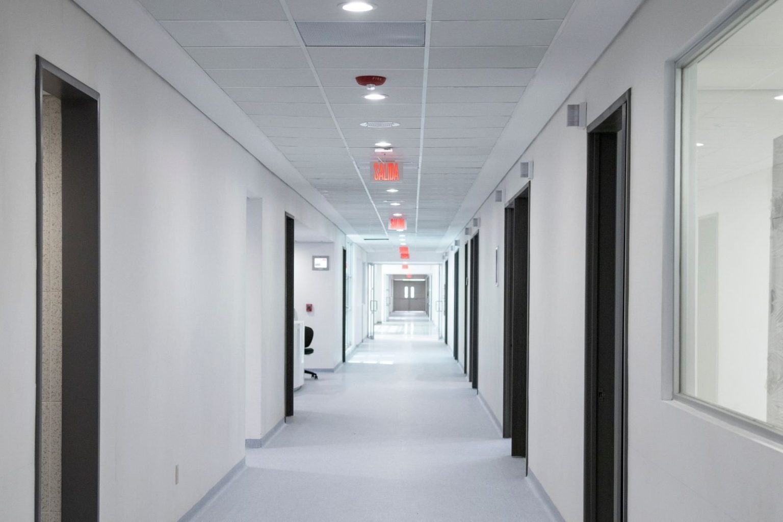 Bright hospital corridor
