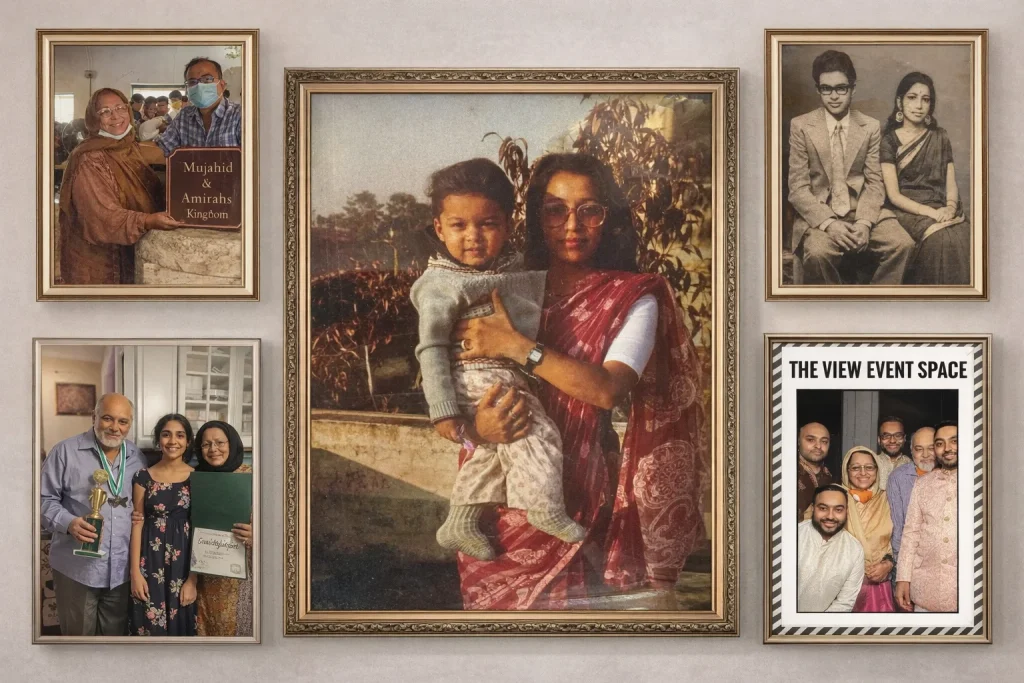 Mujjahid Huq: “My Paradise Lies Beneath Her Feet” and the Leadership We Don’t Applaud Framed family photographs of Mujjahid Huq with his mother