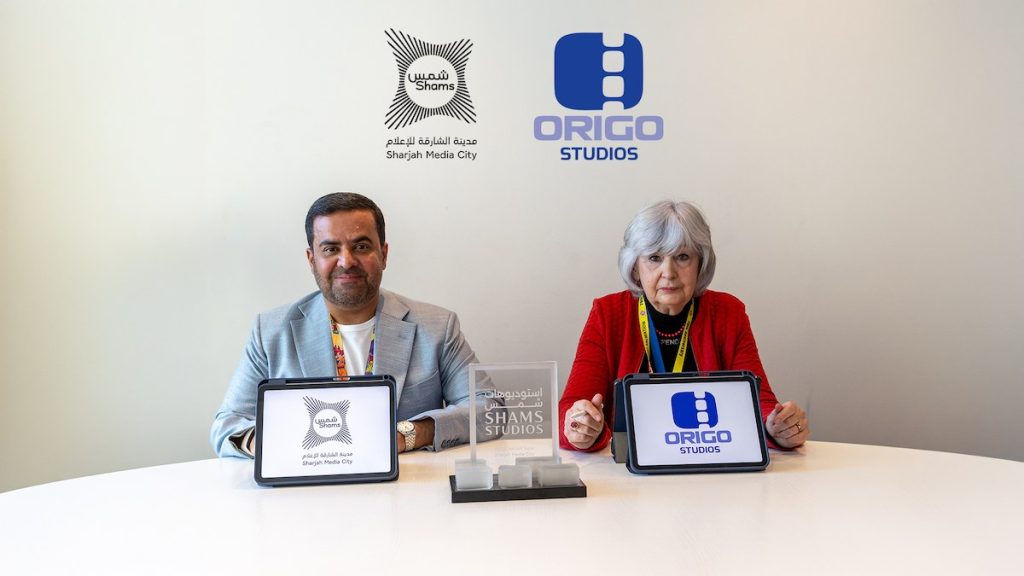 Origo Studios joins Shams to advance production hub in Sharjah Origo Studios joins Shams to advance production hub in Sharjah: representatives of Sharjah Media City (Shams) and Origo Studios at the partnership signing